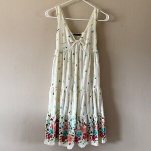 Lux Vintage Y2K Floral Tiered Empire Waist Babydoll Mini Dress Size XS Boho